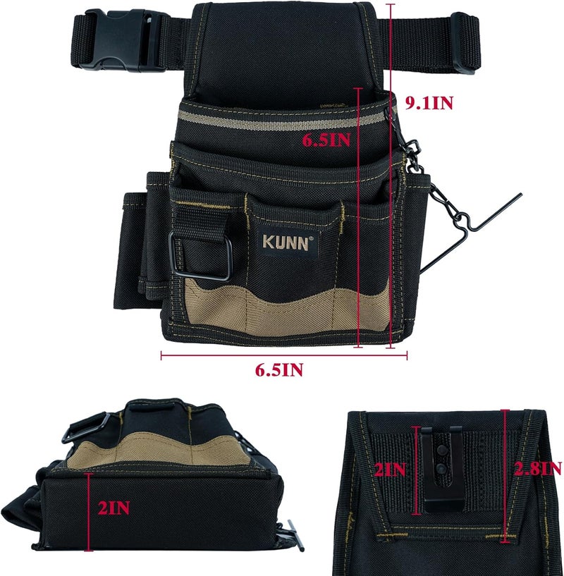 KUNN Electrician Tool Pouch - Durable Small Basic Maintenance Tool Pouch Belt with Belt Clip - Image 2